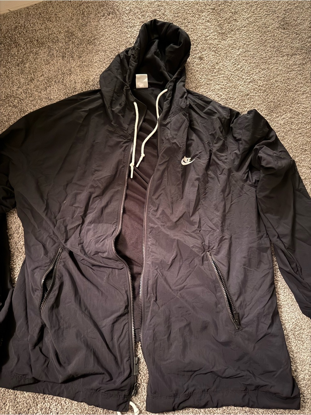 Nike Black Hooded Zip Windbreaker Jacket